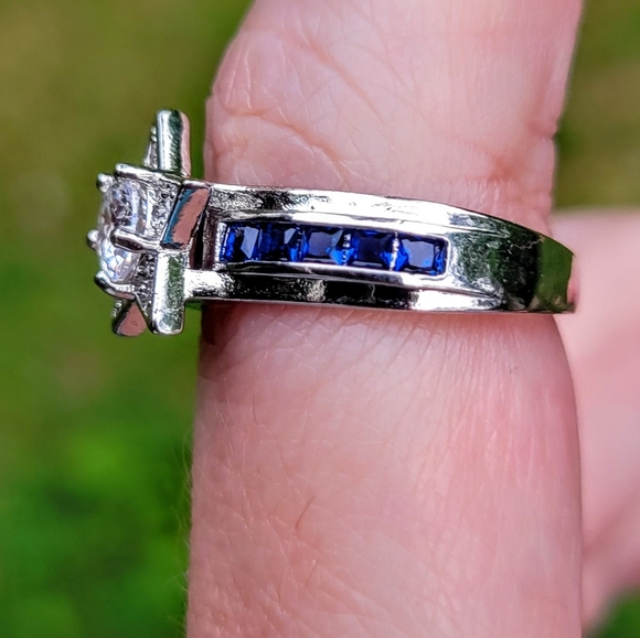 Star Lite Star Brite 925 Silver Blue Gem Ring - Picture 10 of 16